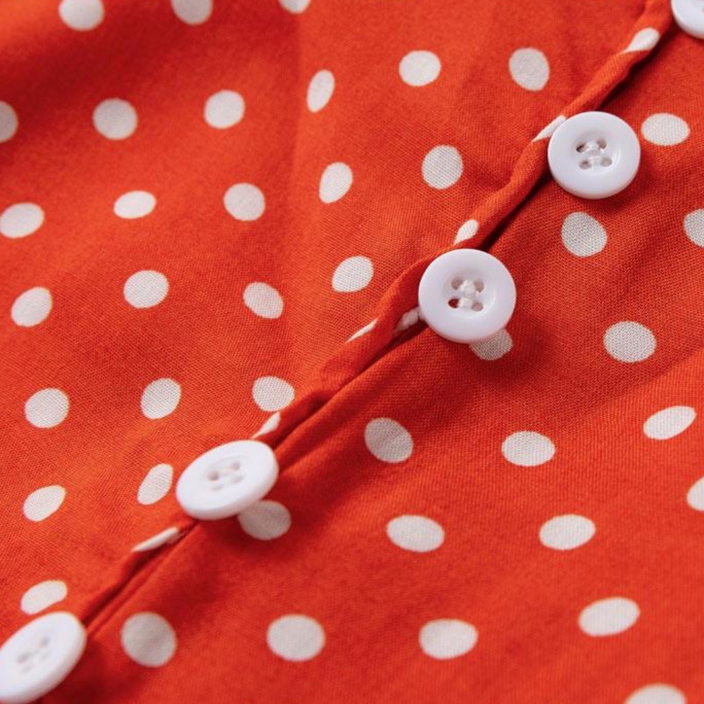 Boho Polka Dot Cami A line Orange Dress High Low - Picture 5 of 8